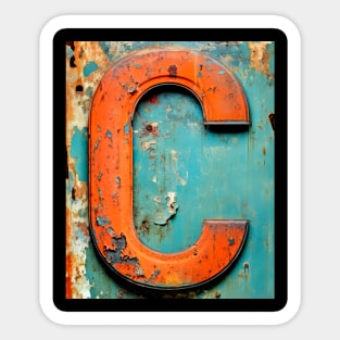 Rusty Letter C Antique Monogram Letter C Initial Alphabet Sticker